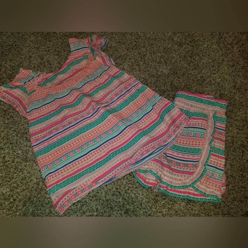 Colorful Striped Tank and Shorts Set